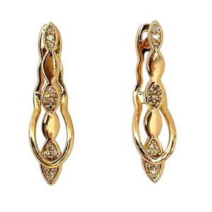 Elegant Gold-Tone Drop Earrings for Women Intricate Design & Sparkling Accents